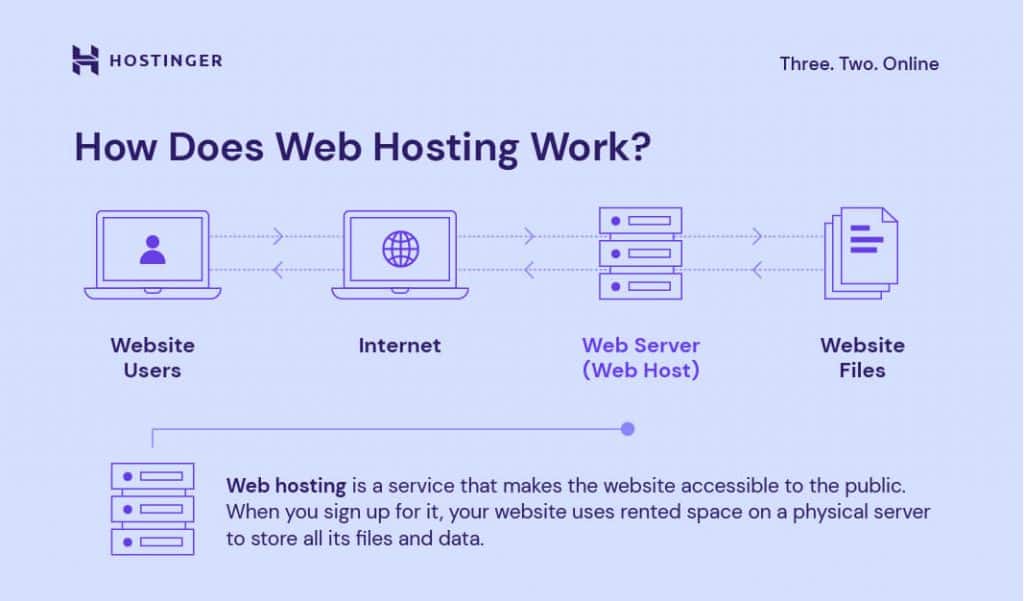 L'immagine che spiega come funziona il web hosting in rete