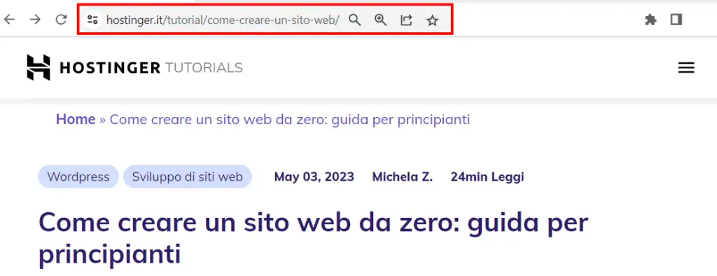 Un URL può essere trovato nella barra degli indirizzi del browser