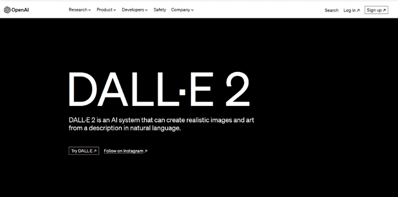 Homepage di DALL-E 2