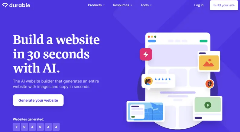 Landing page di Durable