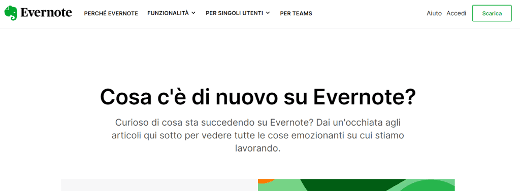 Homepage del blog di Evernote