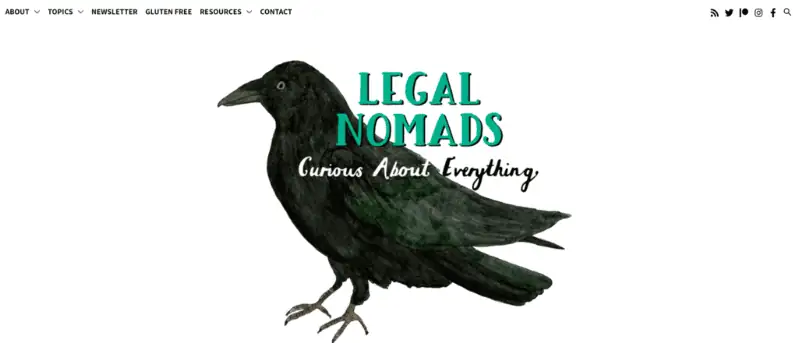 Homepage di Legal Nomads, un blog di viaggio
