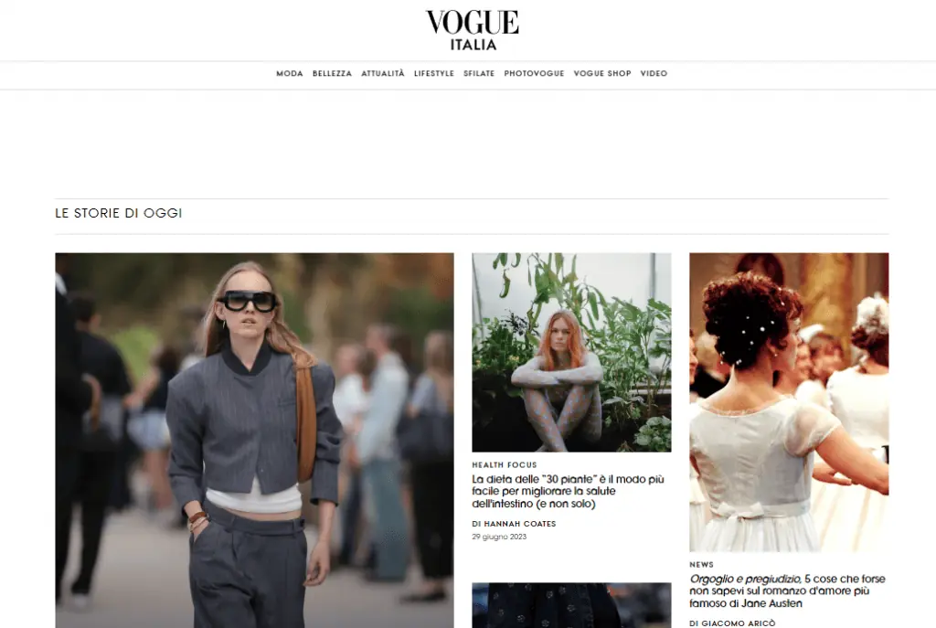 Homepage di Vogue